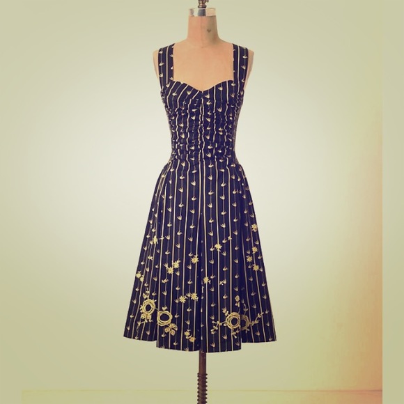 Anthropologie Ruched Martin Bird Dress - Picture 2 of 4